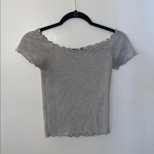 off the shoulder grey crop top